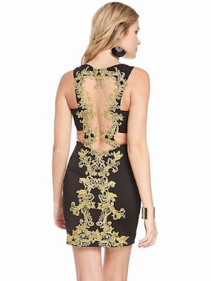 Scoop Neckline Alyce Paris Short Homecoming Dress Black-gold Back side