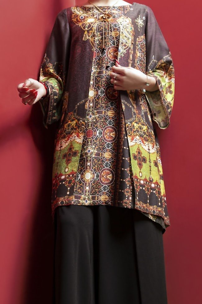 Almirah maroon color poly viscose kurta ready to wear Eid collection