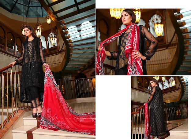 Nadia Hussain New Eid black & Red dresses collection