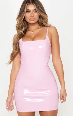 baby pink pu bodycon dress