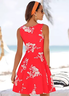 Black Floral Viscose Beach time dress