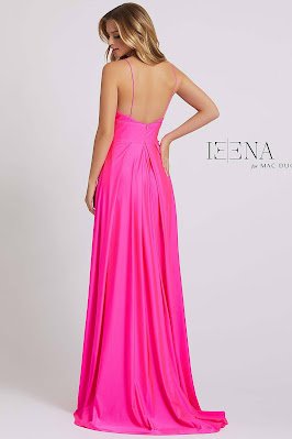 Sweetheart A-line Ieena for Mac Duggal Evening Dress Electric Pink Color Back side