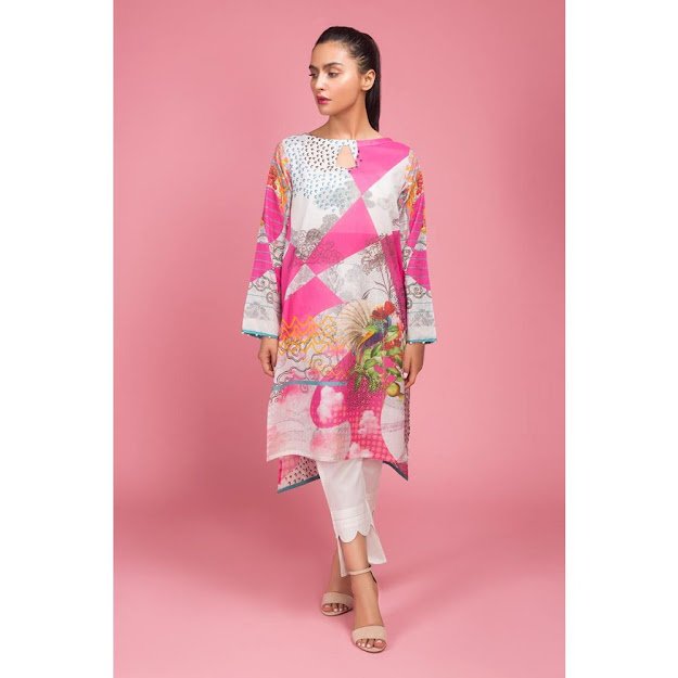 Gul Ahmed ready to wear digital pink color shirts collection