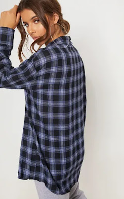 US Blue Check Oversized Shirt