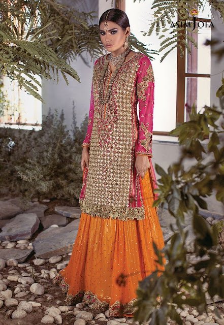 Asim Jofa bridal Pink shirt with lehnga dress