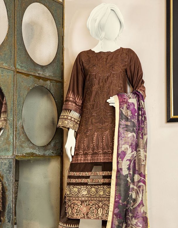 J. Junaid Jamshed brown color crambric suits winter collection