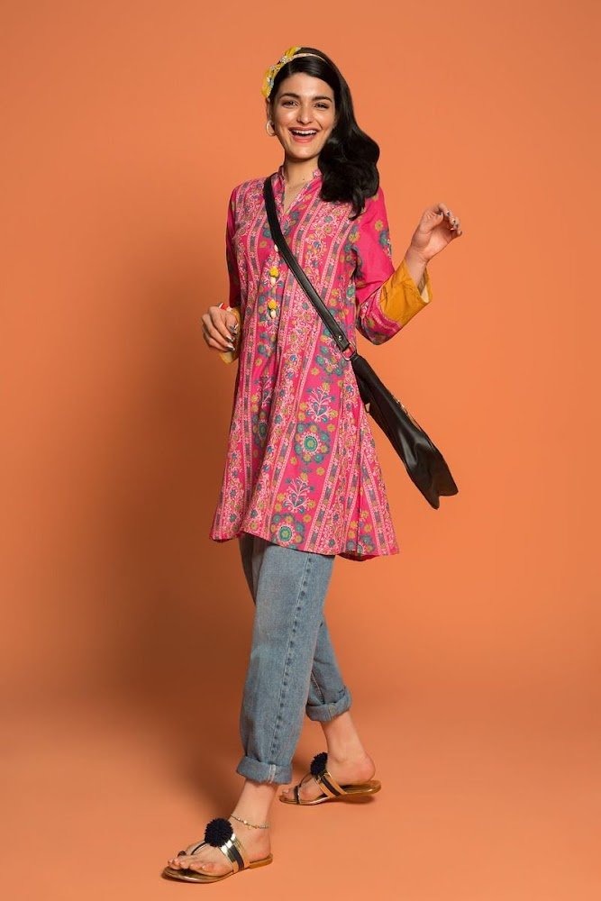 Khaadi Pink Printed Kurta