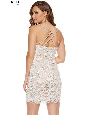 Scoop Neckline Alyce Paris Graduation Dress Daimond White color