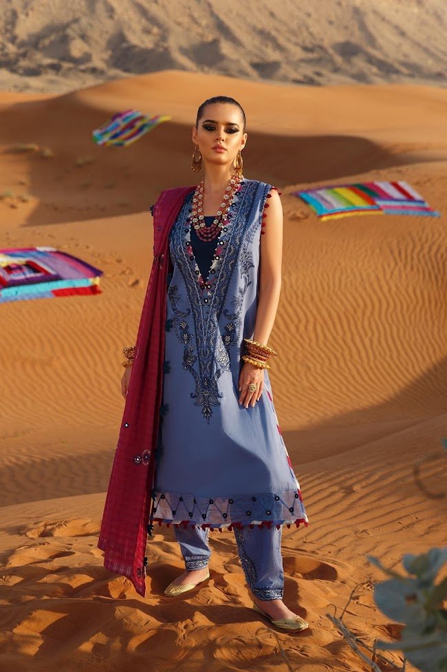 Ethnic Sky blue Suit Embroidered Lawn