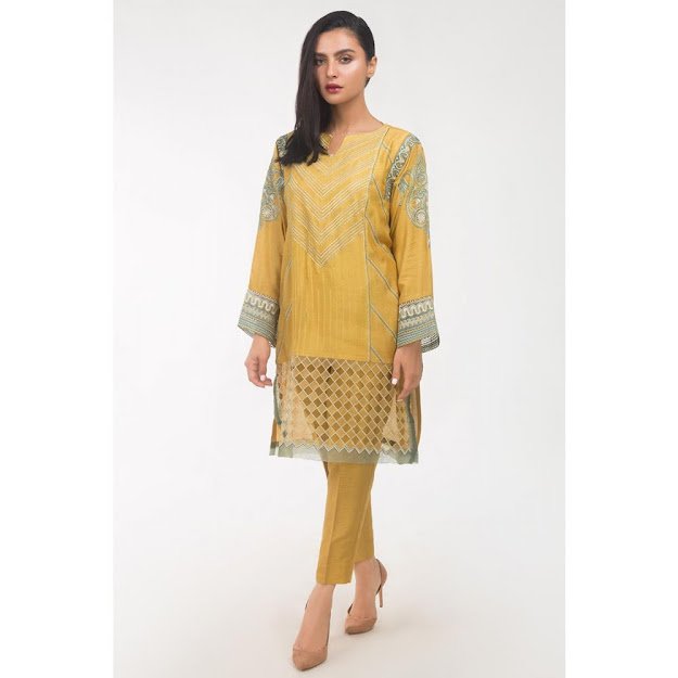 Gul Ahmed women Eid collection Yellow color suit