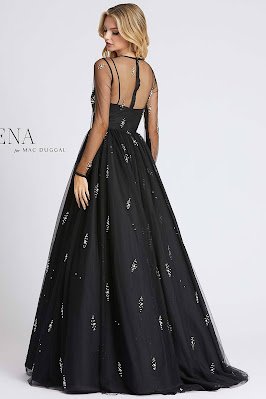 iiiusion long sleeves ieena for Mac Duggal Evening dress Black color Back side