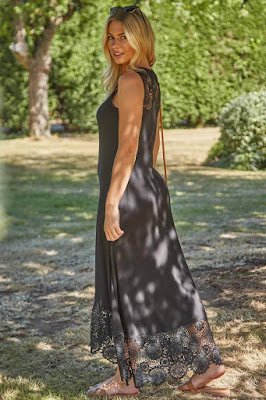 Black Crocket Hem Midi Sundress back side