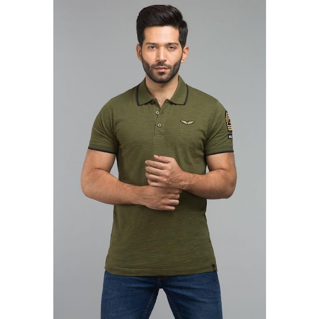 Gul Ahmed Green color Polo Fashion shirts
