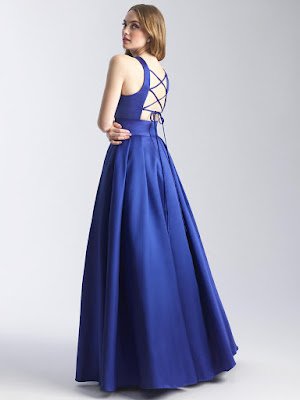 High Neck Prom Dress by Madison James Royal Blue color back side