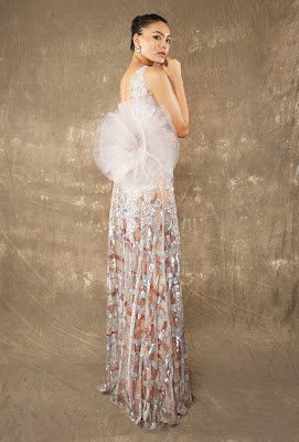 Manish Malhotra dresses Crocket Flower highslit gown back side