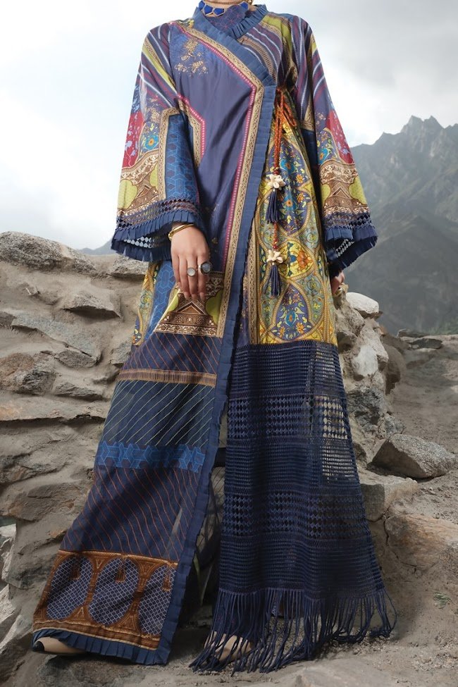 Almirah blue color 2 pc suits unstitched Eid collection