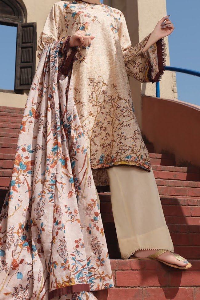 Almirah Skin color 3 pc suit Eid collection