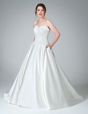 mercy- beauitful with pocket and ivory-oyster color wedding dress