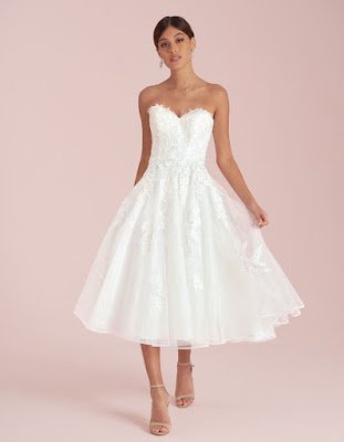 avril a glamorous short aline ivory color wedding dress