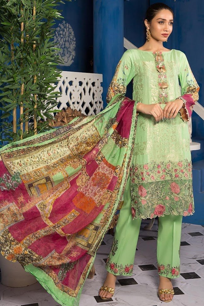 Warda Digital green printed suit Zicron bloom