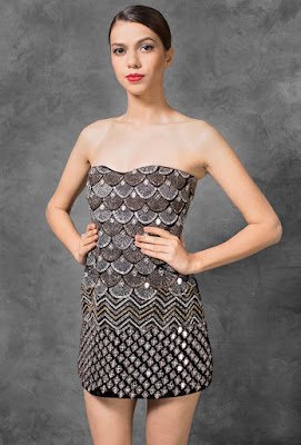 Manish malhotra dresses Midnight Black velvet strapes dress front side