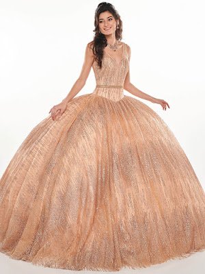 Rose Gold Color Ball Gown Mary's Quinceanera Design Dress