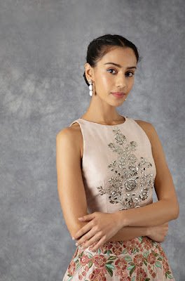 Manish Malhotra Old Rose Raw silk lehenga