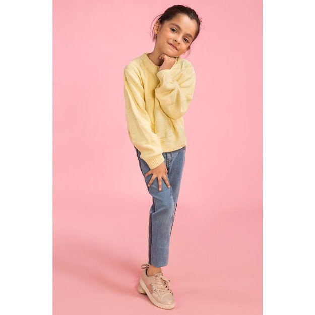 Kids winter collection yellow sweater