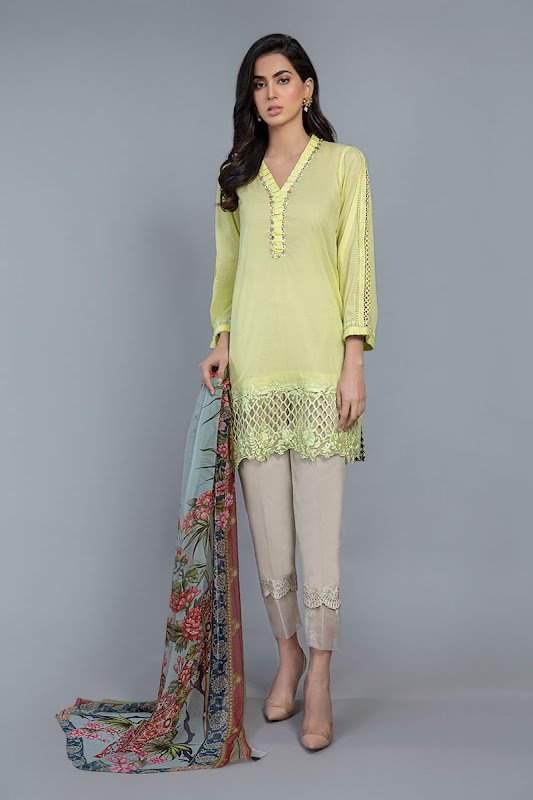 Maria B sun light yellow color lawn suit