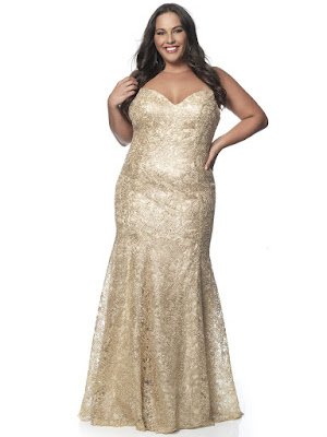 Sweetheart Blush Plus Size Prom Gold Color Dress