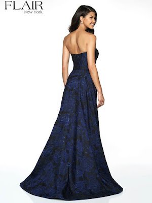 Brocade Overlay Fair Prom sapphire color dress back side