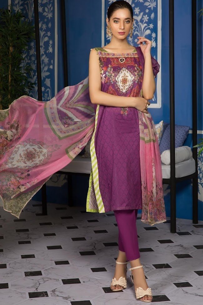 Warda Jamni color lawn suit Majestic breeze