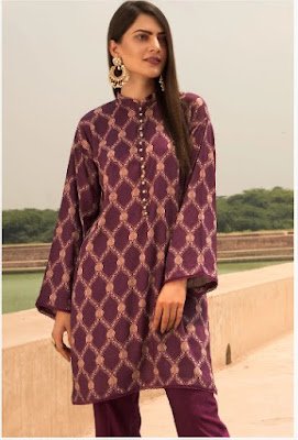 Warda Printed Linen with purple color winter unstitched collection