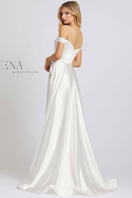 Off the shoulder A-line Evening Dress Ieena For Mac Duggal white Color Back side