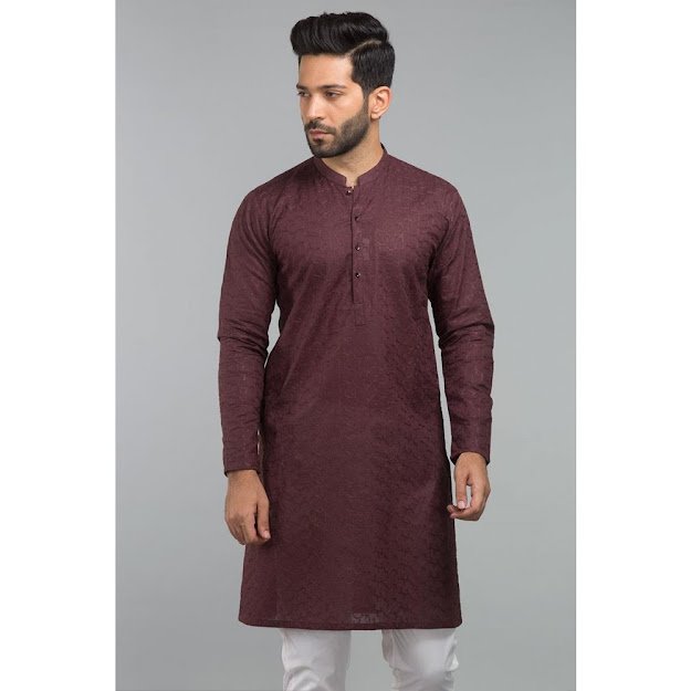 Gul Ahmed Men's Eid collection Brown color kurta