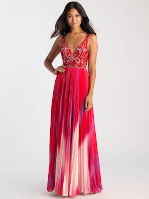 V-neck prom dress Madison James Red/Multi color