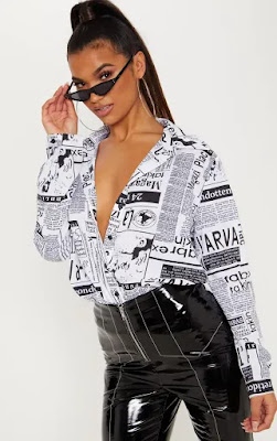 Mono Newspaper print oversized shirt