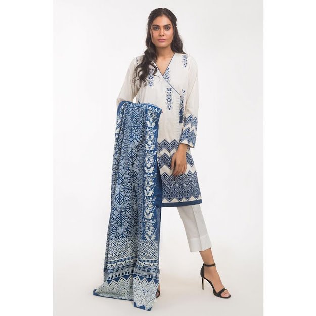 Gul Ahmed ready to wear solid light blue color collection