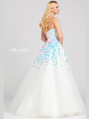 Ellie Wilde Ball gown ivory color Prom dress back side