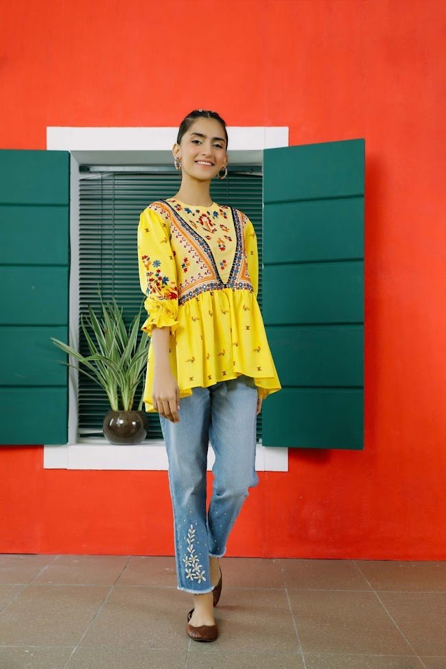 Ethnic Yellow Jacquard Shirt