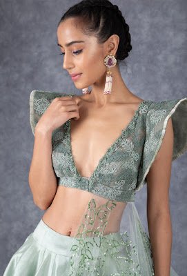 Manish Malhotra See Green Lehenga with trail