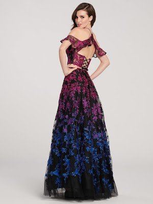 Ellie Wilde Shimmering two-piece black-multi color pro dress