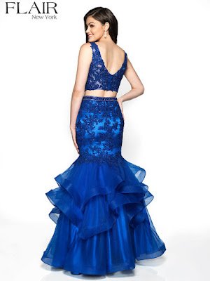 Mermaid Flair two-piece royal Blue Prom Skirt Dress back side