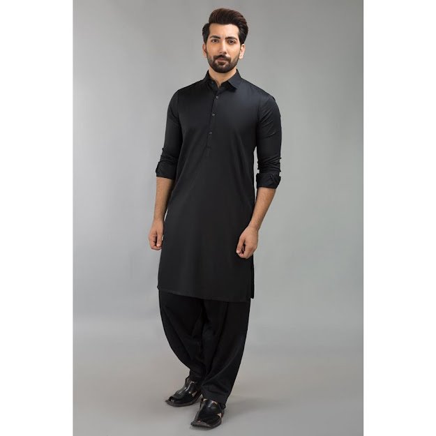 Gul Ahmed Black bsic Men's suit