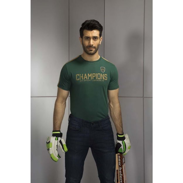 Gul Ahmed Green urban T Shirt cricket collection