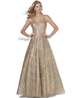 A-line open back intrigue by blush prom dress Rose Gold Color