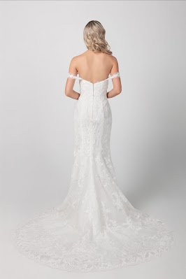 Michelle Roth Beaded Floral Fit and Flare Bridal Dress back design