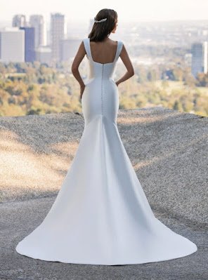 Mermaid Pronovias Bridal dress in mikado with the neckline back design