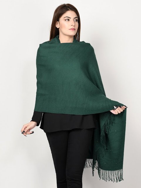 Limelight winter wear women green shawl