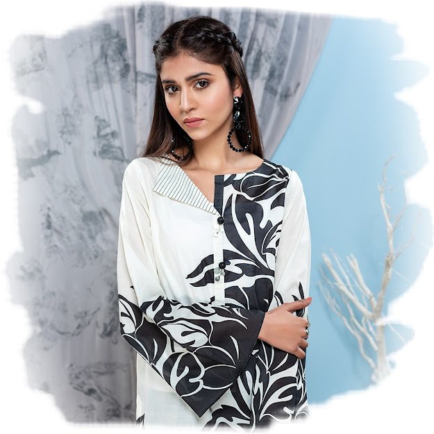 Limelight volume 2 Black & White printed lawn shirts stitched